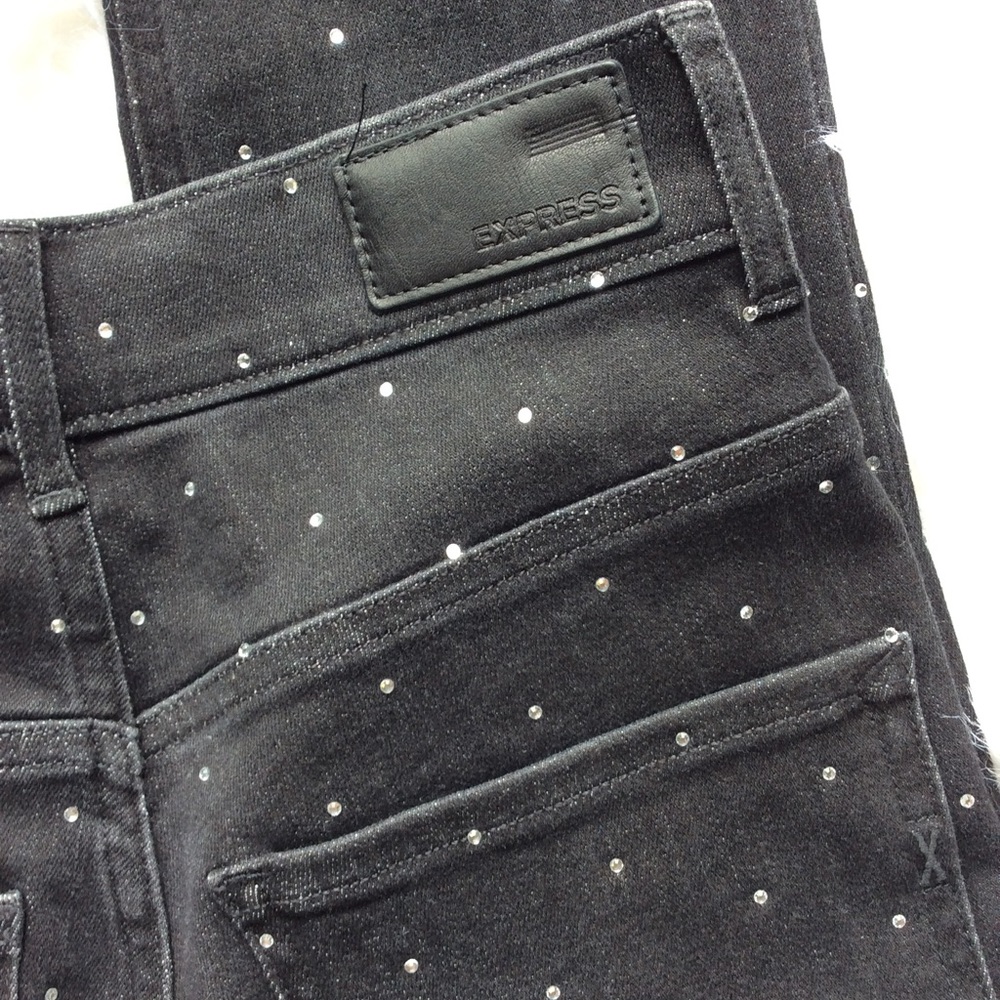 NWT Express High Rise Rhinestone Denim Legging - Picture 3 of 9